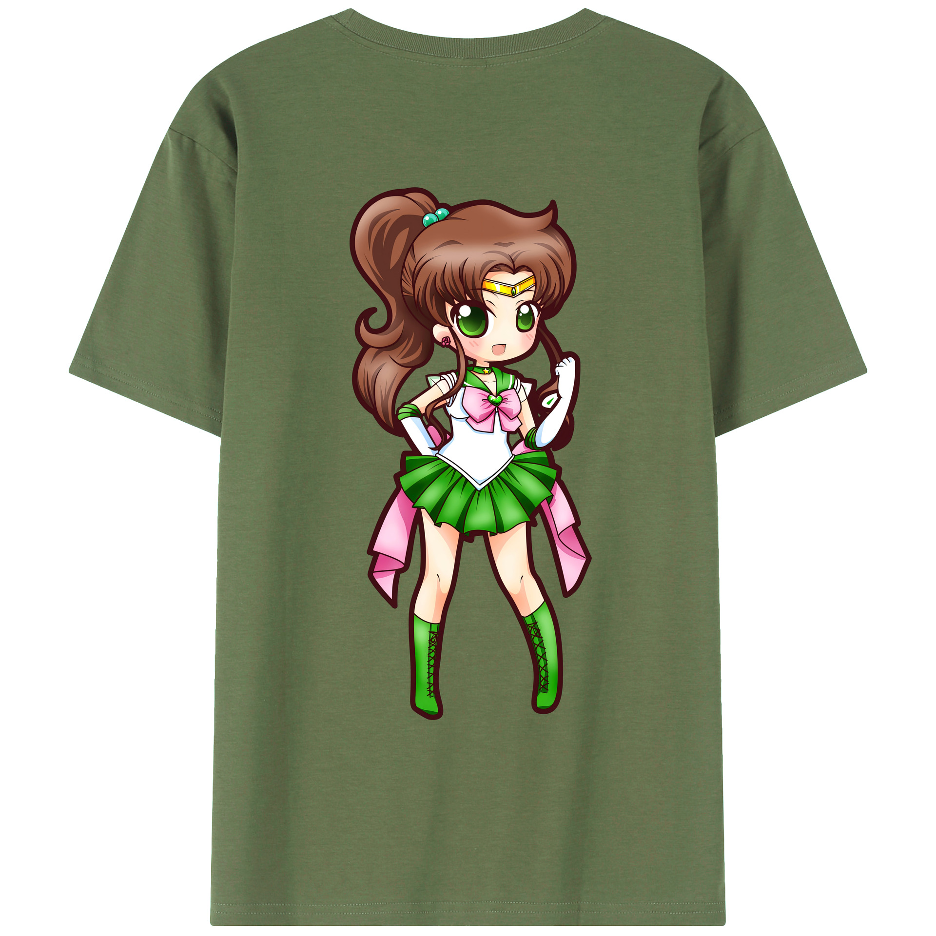 （画像用） 美少女戦士セーラームーン 木野 まこと きの まこと Sailor Moon Kino Makoto （セーラージュピター；Sailor Jupiter） 綿100％ メンズ半袖Tシャツ（バックプリント） 通気性